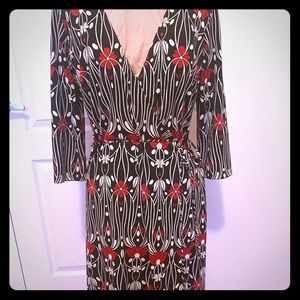 Mica Retro Art Deco Print Wrap Dress